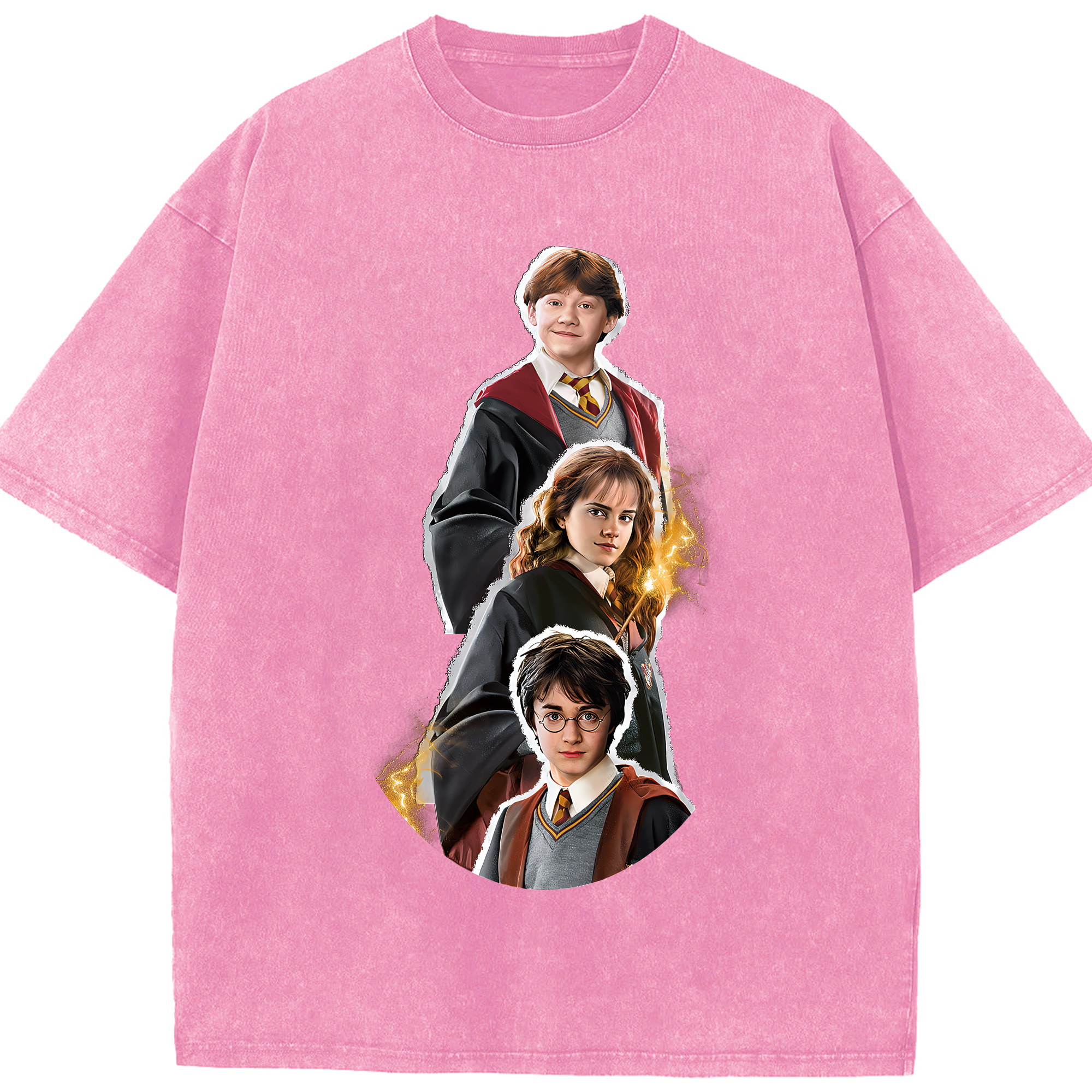 （画像用） Harry Potter ハリー・ポッターシリーズ 綿100% ヴィンテージ風 半袖Tシャツ（フロントプリント）